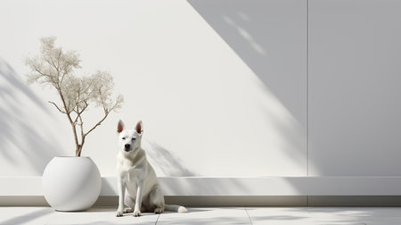 Dog outside luxury homeの素材