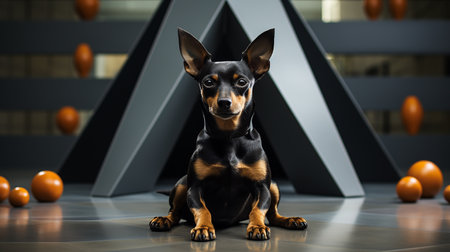 Dog in the minimalist and luxury home insideの素材