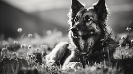 Black and white dog portraitの素材