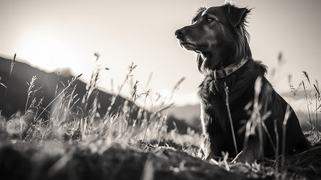 Black and white dog portraitの素材