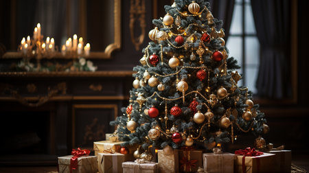 Christmas decorations and gifts backgroundの素材