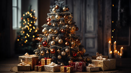 Christmas decorations and gifts backgroundの素材