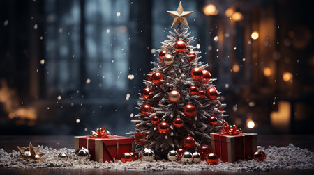 Christmas decorations and gifts backgroundの素材