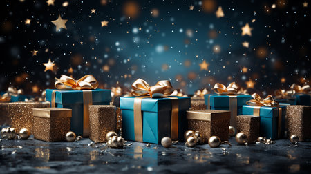 Christmas decorations and gifts backgroundの素材