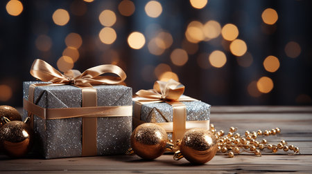 Christmas decorations and gifts backgroundの素材