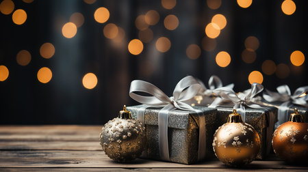 Christmas decorations and gifts backgroundの素材