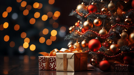 Christmas decorations and gifts backgroundの素材
