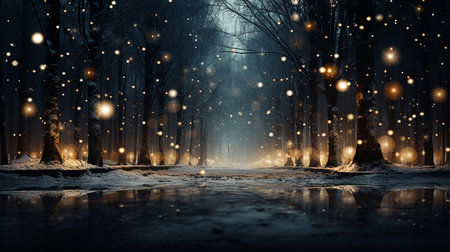Winter calm street in the night, Christmas backgroundの素材