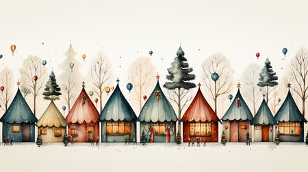 Small shops in winter, Christmas winter season backgroundの素材
