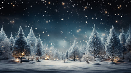 Winter calm street in the night, Christmas backgroundの素材