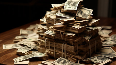 Stack of money on the table, concept backgroundの素材