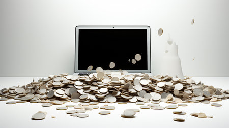 Money is displayed on the computer, concept backgroundの素材