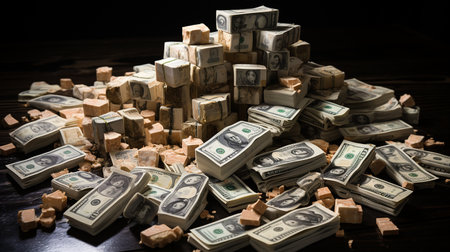 Stack of money on the table, concept backgroundの素材