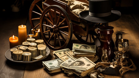 Stack of money on the table, concept backgroundの素材
