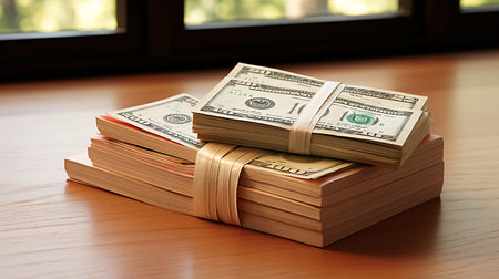 Stack of money on the table, concept backgroundの素材