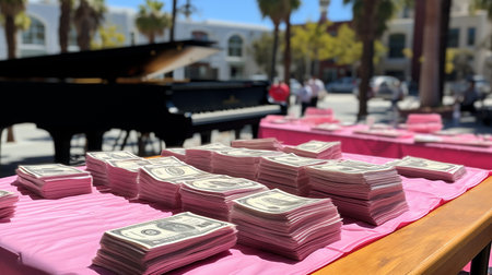 Stack of money on the table, concept backgroundの素材