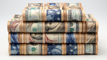 Stack of money on the table, concept backgroundの素材