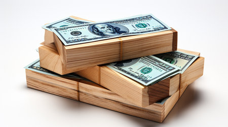 Stack of money on the table, concept backgroundの素材