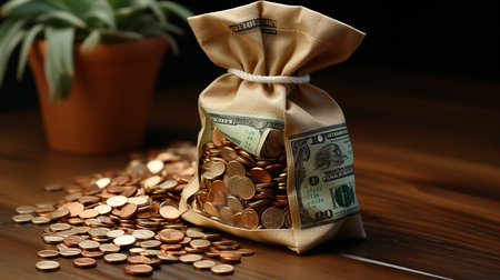 Stack of money on the table, concept backgroundの素材