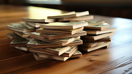 Stack of money on the table, concept backgroundの素材