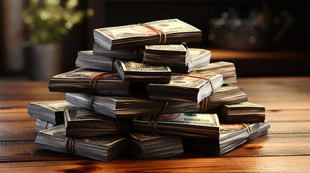 Stack of money on the table, concept backgroundの素材