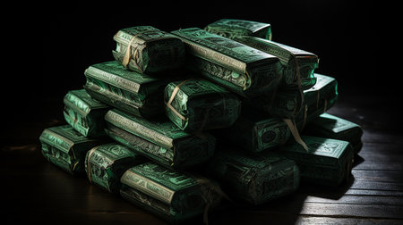 Stack of money on the table, concept backgroundの素材