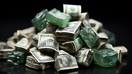 Stack of money on the table, concept backgroundの素材
