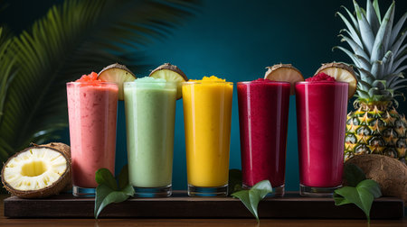 The glass of juice and fruit drink backgroundの素材