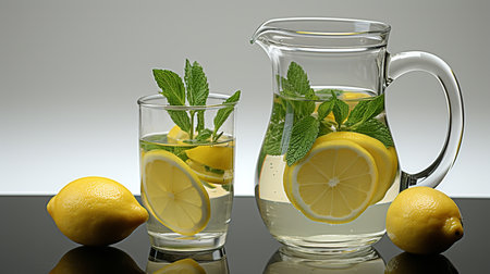 Still life with lemon juice and lemons, AI Generatedの素材