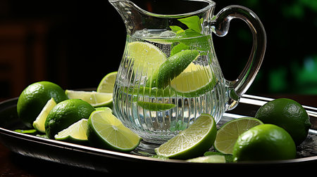 Fresh lemonade with lime and mintの素材