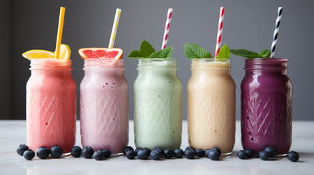 The glass of juice and fruit drink backgroundの素材