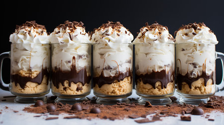 Chocolate mousse with whipped cream, AI Generatedの素材