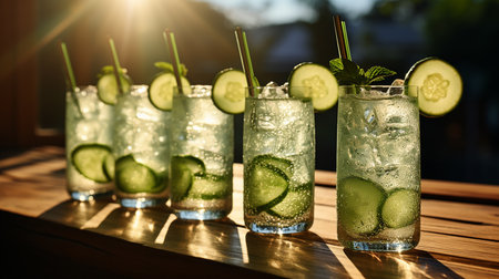 Fresh lemonade with lime and mintの素材