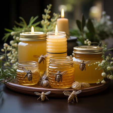 Honey and yellow flowers, AI Generatedの素材