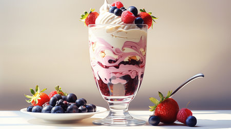 Strawberry and Falooda milkshake with mint, AI Generatedの素材