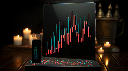 Stock market display on the mobile screen for analytic stock trade investors.の素材