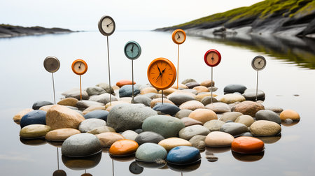 Clock in the beach rocksの素材