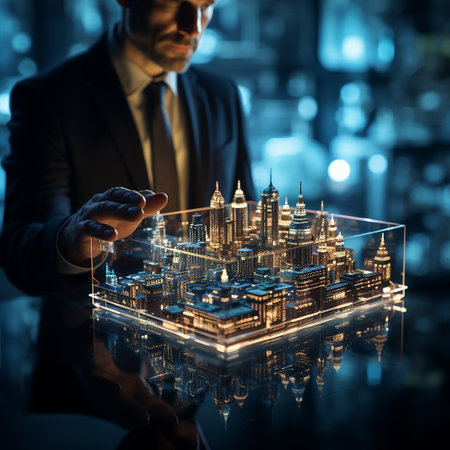 Futuristic cityscape design, magical and digitized conceptの素材
