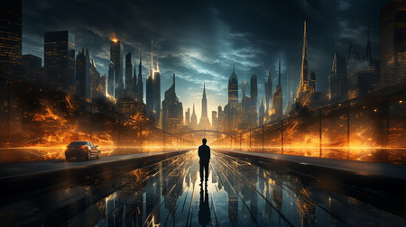 Professional business person, A futuristic dreamの素材