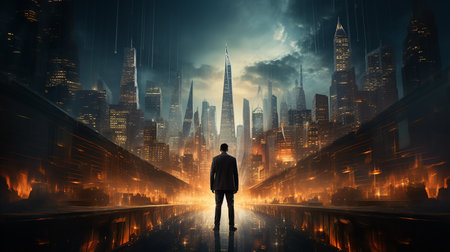 Professional business person, A futuristic dreamの素材