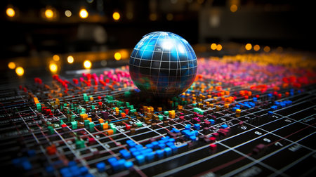 Disco ball light reflection marketing backgroundの素材