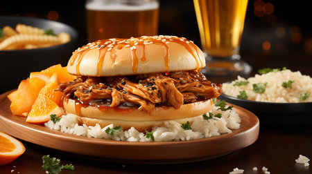 Delicious grilled burgers, food background imageの写真素材