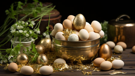Composition with Easter eggs background