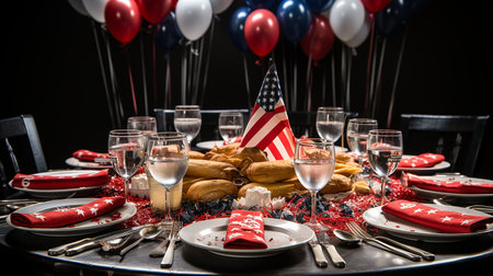 The American Christmas table decorationの写真素材