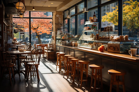 Interior of a modern urban restaurantの写真素材
