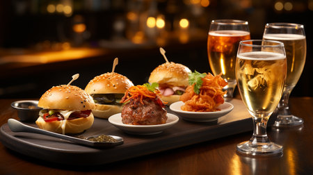 Delicious grilled burgers, food background imageの写真素材