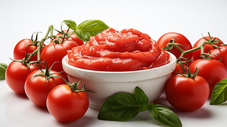 Tomato sauce in a bowl, background imageの写真素材