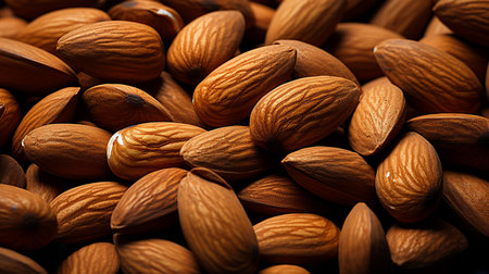 Background of big raw peeled almonds situated arbitrarilyの写真素材