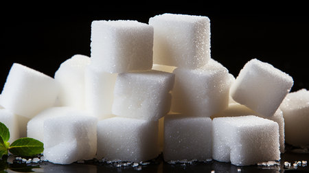 White sugar cube on a dark backgroundの写真素材