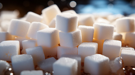 White sugar cube on a dark backgroundの写真素材